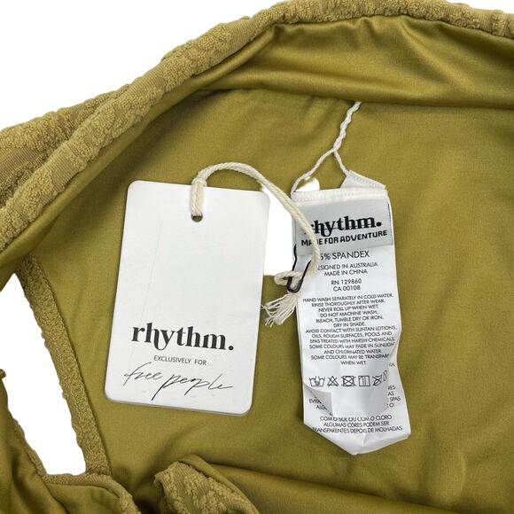 RHYTHM. X Free People Paisley Hi String Bikini Bottoms Sz XL Pistachio - Picture 5 of 9